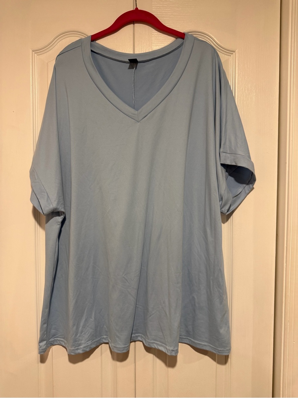 SHEIN Light Blue V-Neck Short Sleeve Tee